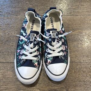 Converse All Star Floral Sneakers - Navy and White